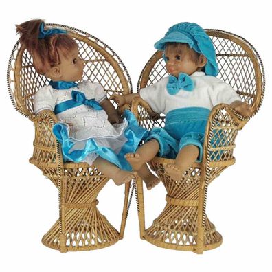2er Set Charakterpuppen Sammlerpuppen Puppen sitzend auf Sessel 4tlg.