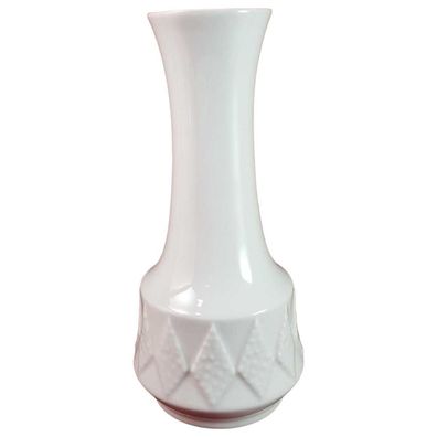 Vase Creidlitz Bavaria weiß Rautenrelief Blumenvase H 22,3 cm