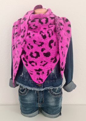 XXL Winter Dreieckstuch Halstuch Schal flauschig Viskose Wolle Animal Pink