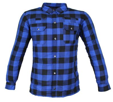 Motorrad- & Flanell-Holzfällerhemd mit KEV ARAMID Lumber Jacke Biker Hemd Blau