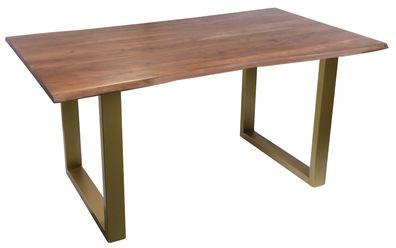 Baumkante-Esstisch TABLES &amp; CO 160 x 85 cm Akazie nussfarben