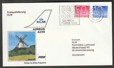 Flugpost Niederlande KLM Erstauslieferung Airbus A 310