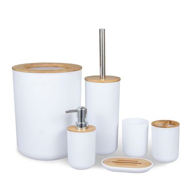 6-teiliges Badezimmer-Set aus Bambus und Holz Toilettenartikel