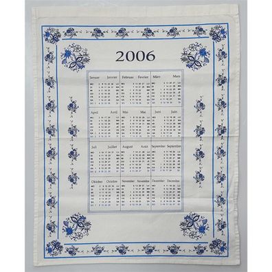 Geschirrtuch Küchentuch Handtuch Kalender 2006 Zwiebelmuster 42 cm x 55 cm