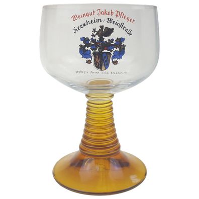 Weinrömer Römerglas 9,2 cm H 13,4 Kristallglas Gelber Fuß