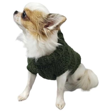 Chihuahua Hundebekleidung Pullover grün Handarbeit Gr. S (bis 2,5 kg)