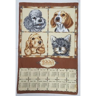 Geschirrtuch Küchentuch Handtuch Kalender 1999 Hunde Baumwolle