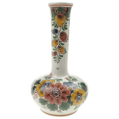 Vase H 17 cm Delfts Polychroom Blumendekor Bunt
