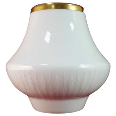 Vase Scherzer Bavaria weiß mit Goldrand 7mm gerillt H 12,4 cm