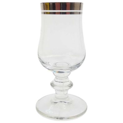 Schnapsglas auf Fuß Glas Platinrand Transparent H 9,5 cm