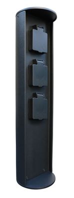 Lutec Stromverteiler Socket Steckdosensäule anthrazit IP44 10x40cm mit 3 Steckdosen
