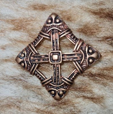 Wikinger Kreuz Fibel Schutzsymbol Brosche aus Bronze