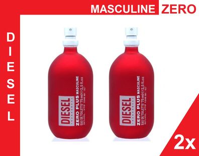 2x Diesel Zero Plus Masculine Eau de Toilette 75ml Spray