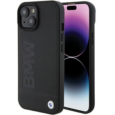 Handyhülle Case iPhone 15 Plus BMW MagSafe kompatibel Echtleder schwarz