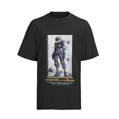 Herren T-Shirt Bio Baumwolle Anime Cyper Warrior Manga Nerd Style