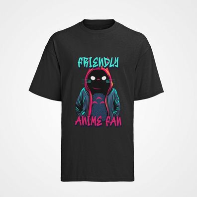 Herren T-Shirt Bio Baumwolle Anime Spruch: Friendly Anime Fan Nerd Geek geschenk