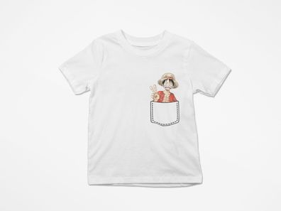 Das Bio Baumwolle Kinder T-Shirt "Funny Anime: One Piece Ruffy D. Monkey Tasche"