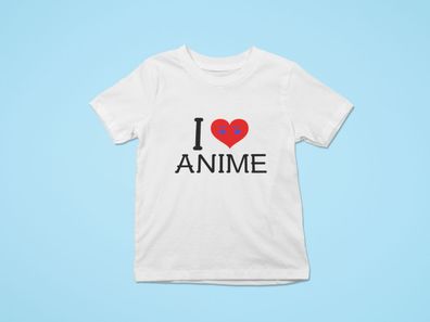 Bio Baumwolle Kinder T-Shirt Otaku Spruch: I Love Anime