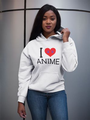 Bio Damen Hoodie Kapuzenpullover Anime: I Love Anime