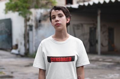 Bio Baumwolle Damen T-Shirt Oversize Protest Fake News Spruch: Censored