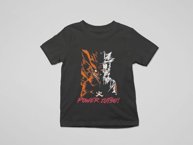 Bio Baumwolle Kinder T-Shirt Anime Naruto Power Jutsu Fuchs Face
