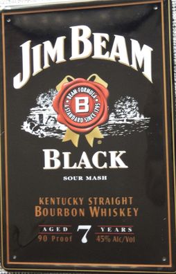 Top-Blechschild, 20 x 30 cm, Jim Beam black, 7 Jahre, Bourbon Whiskey, Neu, OVP