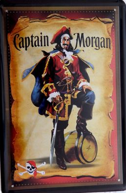 Top-Blechschild, 20 x 30 cm, Cap. Morgan, RUM, Pirat, Neu, OVP