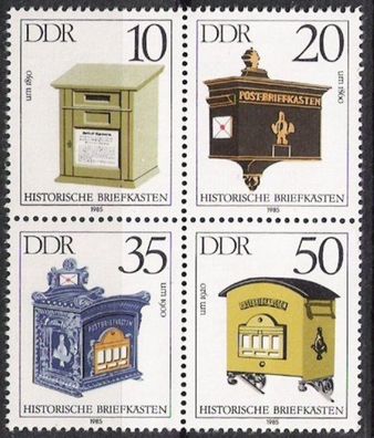 DDR Nr.2924/27 ZD. * * Historische Briefkästen 1985, postfrisch