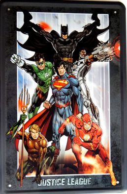 Top-Blechschild, 20 x 30 cm, Justice League, USA, Film, Action, Superheld, Neu, OVP
