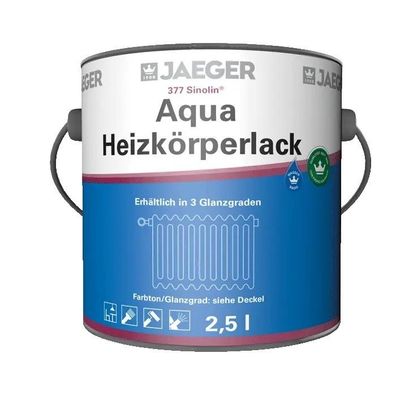 Jaeger 377 Sinolin Aqua Heizkörperlack hochglänzend 0,75 Liter weiß