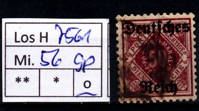 Los H7561: Deutsches Reich Dienst Mi. 56, gest., gepr. INFLA