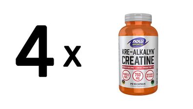 4 x Now Foods Kre-Alkalyn Creatine (240 vcaps) Unflavoured