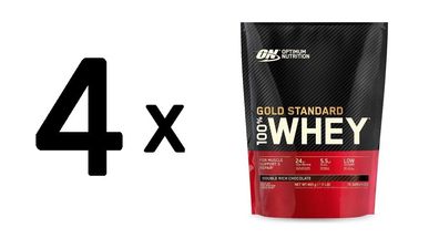 4 x Optimum Nutrition 100% Whey Gold Standard (450g) Double Rich Chocolate