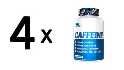 4 x EVL Nutrition Caffeine (100 tabs) Unflavoured