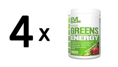 4 x EVL Nutrition Stacked Greens Energy (30 serv) Orchard Apple