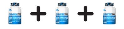 3 x EVL Nutrition Turmeric Curcumin (90 Caps) Unflavored