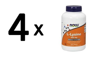 4 x Now Foods L-Lysine 500mg (250 Vcaps)