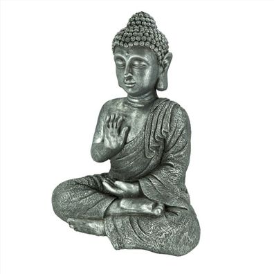 Buddha sitzend MGO, grau-silber, 46x28x60cm