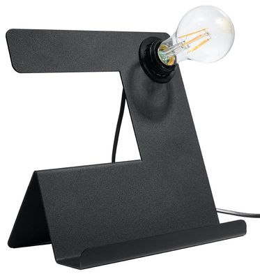 Sollux Incline Tischlampe schwarz E27 mit Kabelschalter und Ablage 25x13x24cm