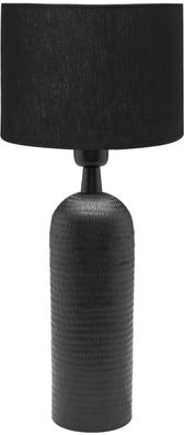 PR Home Riley Tischlampe gehämmertes Metall Textilschirm schwarz E27 54x25x25cm