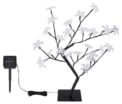 LED Solarlampe 60cm Baum mit leuchtenden Blüten LED weiss blau pink von Globo