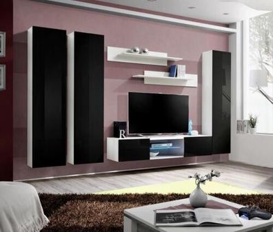 Wohnwand Luxus Set 6tlg. Wohnzimmer Hänge Vitrine Moderne TV-Ständer Designer