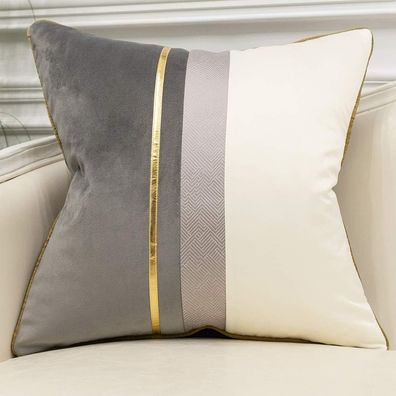 Kissenbezége Gold Gestreift Samt Kissenbezug Luxus Modern Grau 20" x 20"