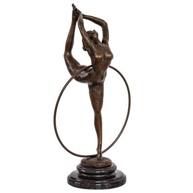 Bronzeskulptur Frau Tänzerin Ring Sport im Antik-Stil Bronze Figur Statue 40cm