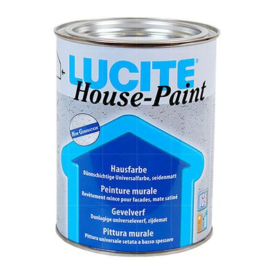 LUCITE House-Paint 1 Liter 1000T WEISS Fassadenfarbe seidenmatt Hausfarbe