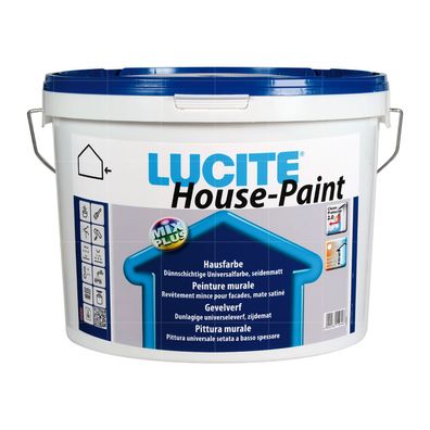 LUCITE House-Paint 12 Liter 1000T WEISS Fassadenfarbe seidenmatt Hausfarbe