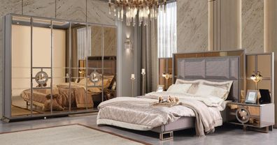 Garnitur Doppelbett Schlafzimmer Bett Nachttische Luxus Holz Set 4tlg