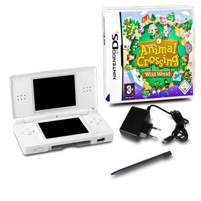DS Lite Handheld Konsole weiss #71A + Kabel + Spiel Animal Crossing Wild World