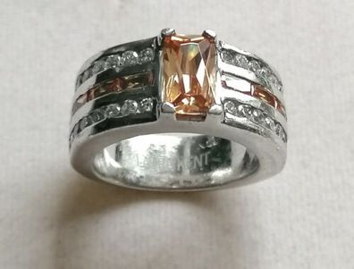 Sehr Massive Silber Ring 925 mit Citrin & Zirkonia Laura Kent, Gr.58,5, ca 14g