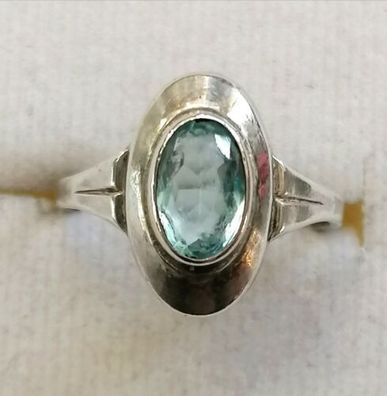 Antik Silber Ring 800 mit elegante Aquamarin , Gr.47, Art Deco, 1,63g